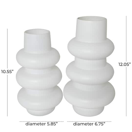 White Glass Dimensional Bubble Vase Set